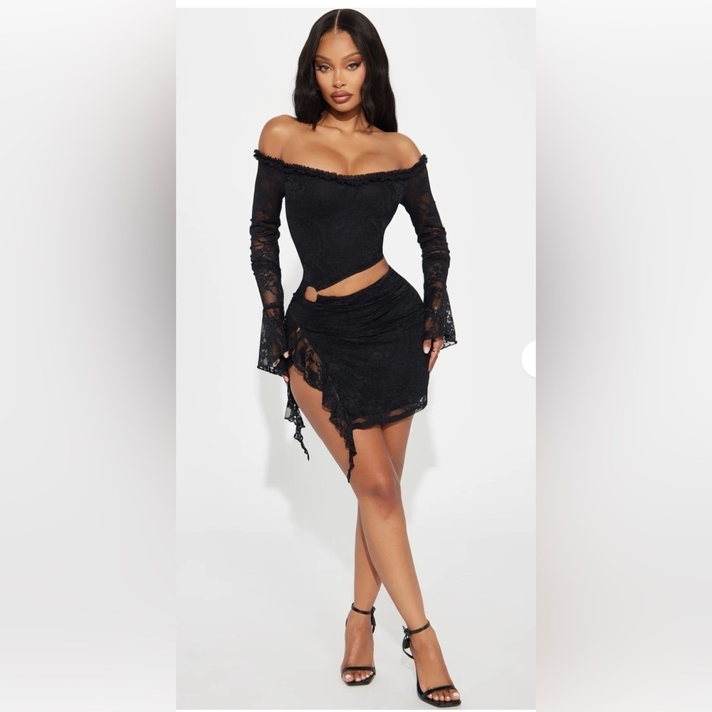 Fashion Nova One Of One Black Lace Mini Dress | Size L | NW